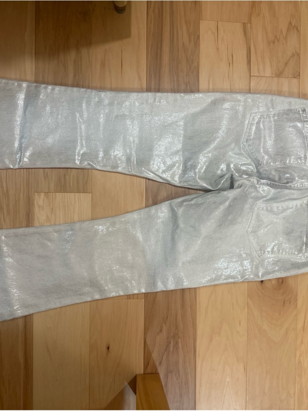 Frame Denim White Metallic Flared Crop Jeans - Picture 4 of 7